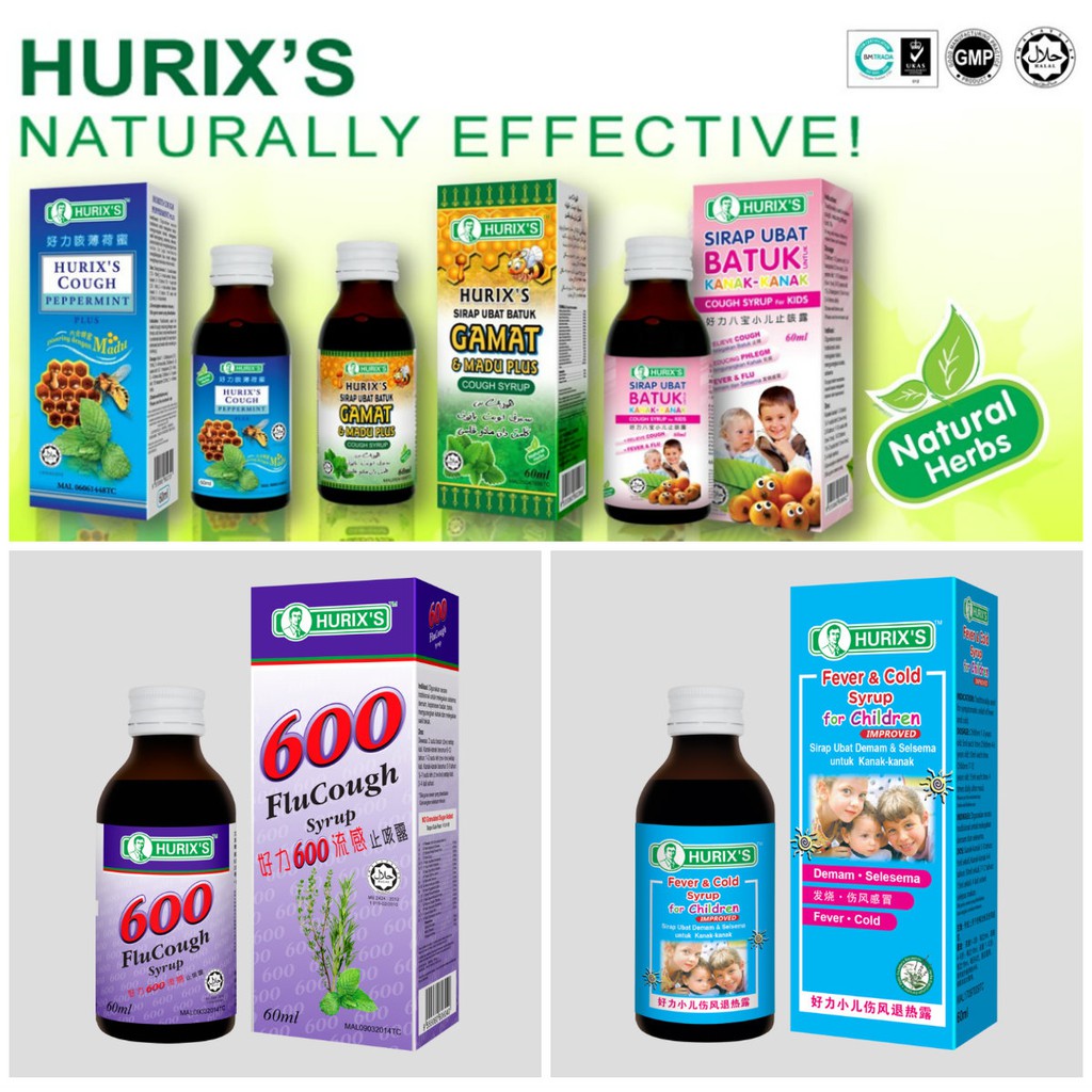 Hurix's Peppermint / Gamat / 600 Flu Cough / Fever & Cold 