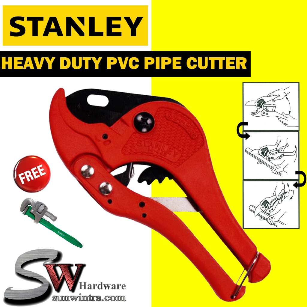 STANLEY HEAVY DUTY PVC PIPE CUTTER 42MM (15/8 Inch) 1444222 F.O.C