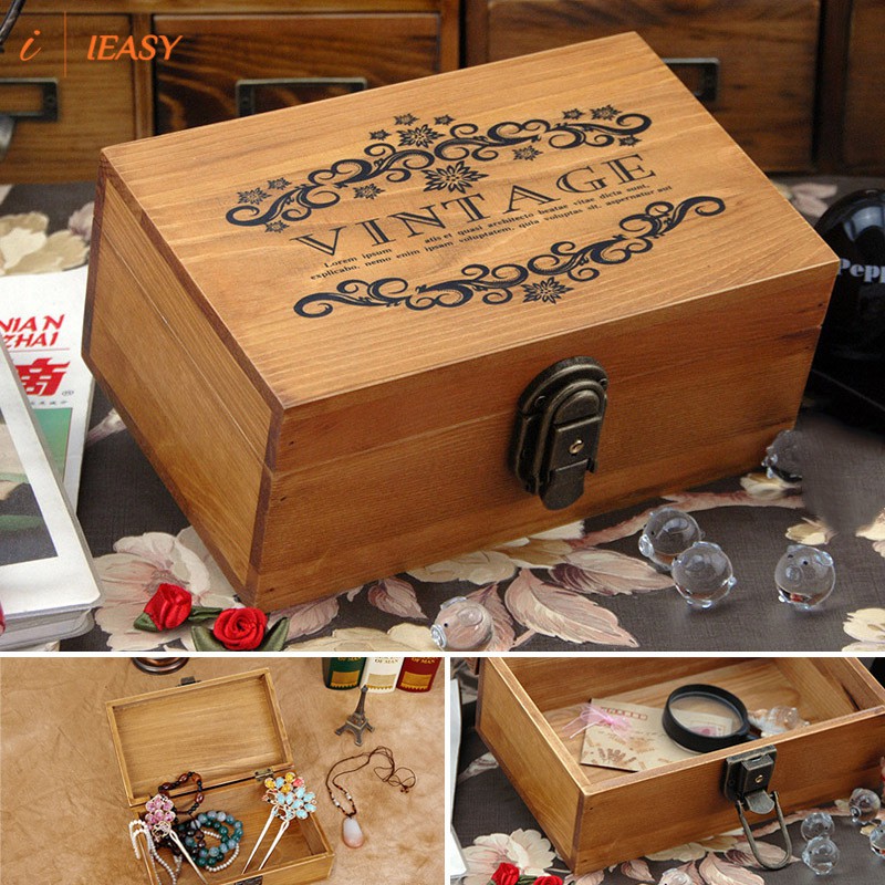 Wooden Keepsake Box Decorative Wooden Crafts Box With Lock And Key