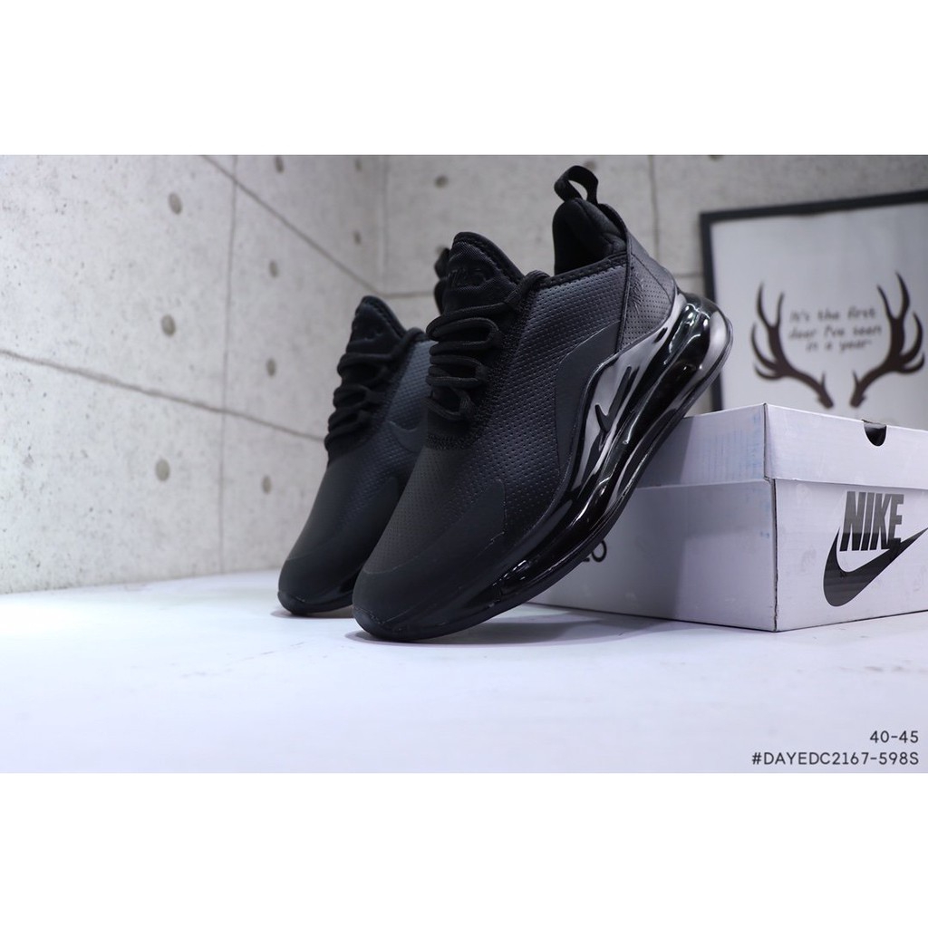 NIKE Air Max 720 autumn and winter full leather, all black and full palm running | Shopee Malaysia
