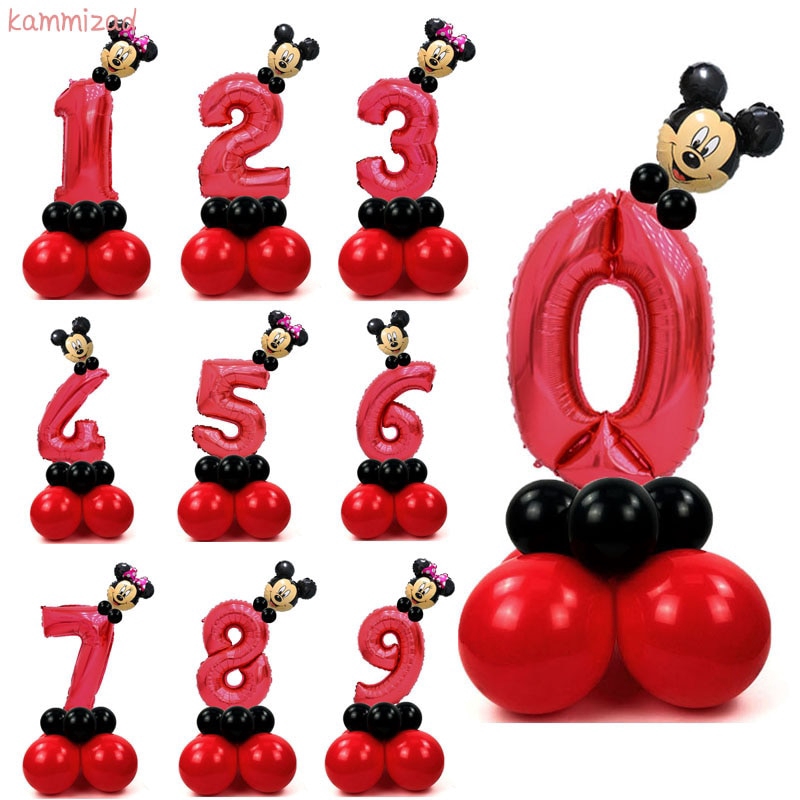 17pcs Lot Anniversaire Mickey Red Number Balloons For 1st Birthday Party Decorations Kids Foil Ballons Minnie Baloons Shopee Malaysia