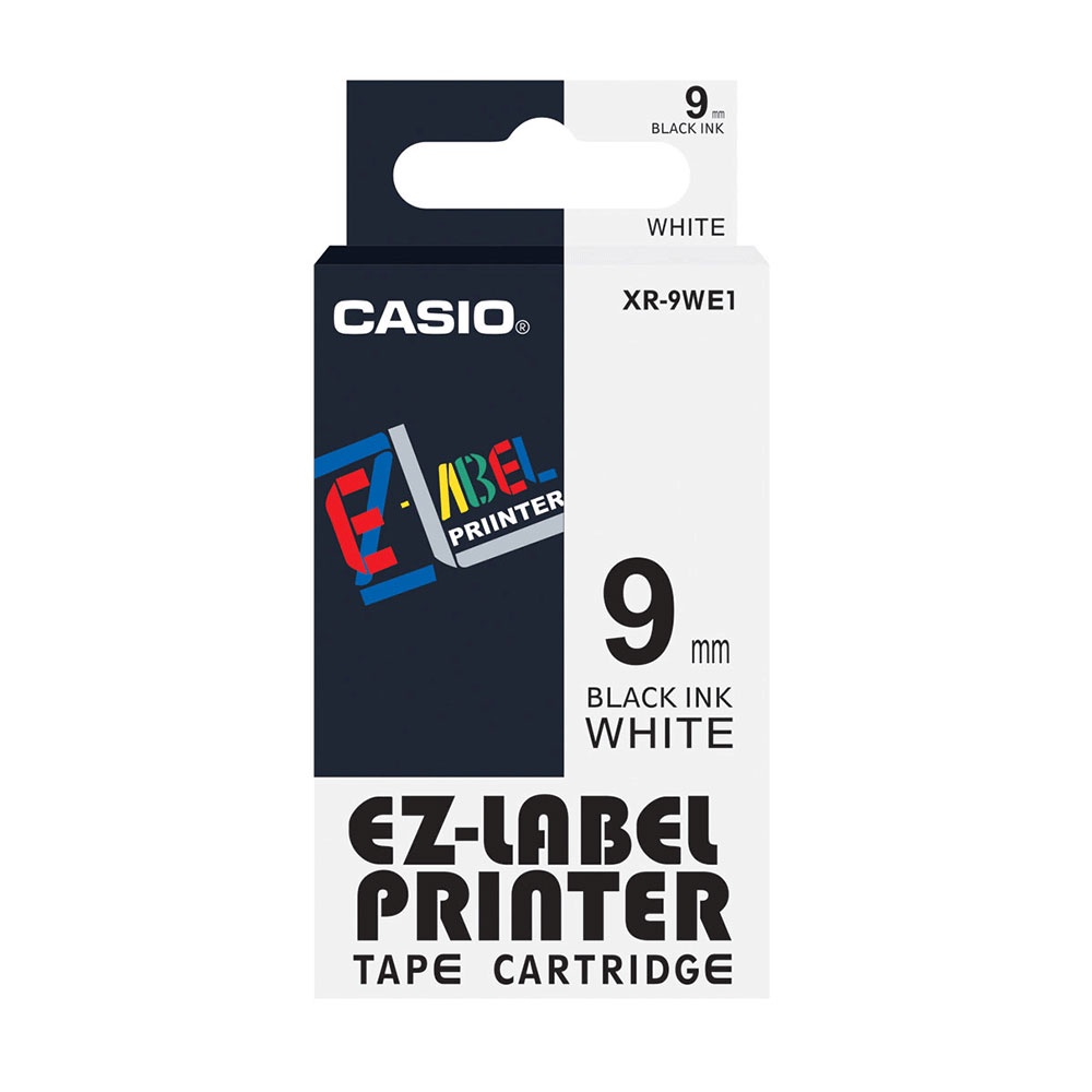 Casio EzLabel Tape Cartridge 9mm, Black on White (XR9WE1) Shopee