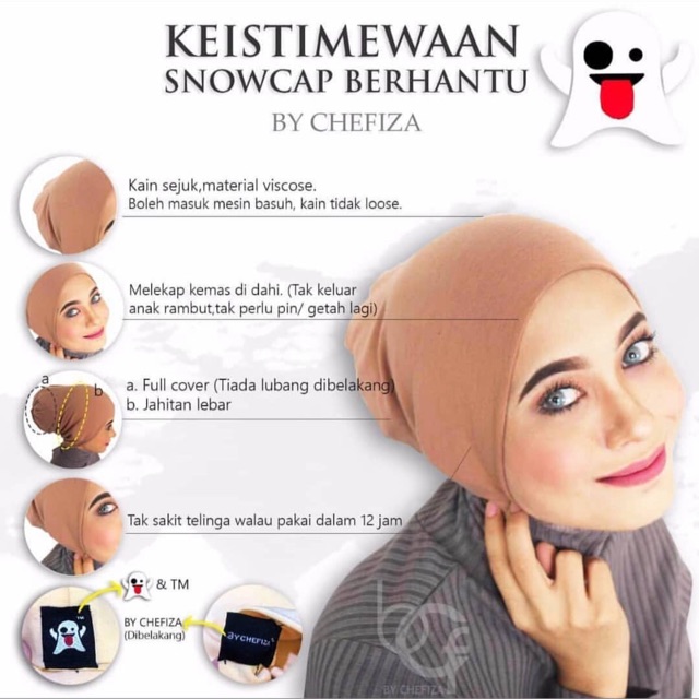  ORIGINAL INNER TUDUNG  SNOWCAP HANTU BY CHEFIZA Shopee 