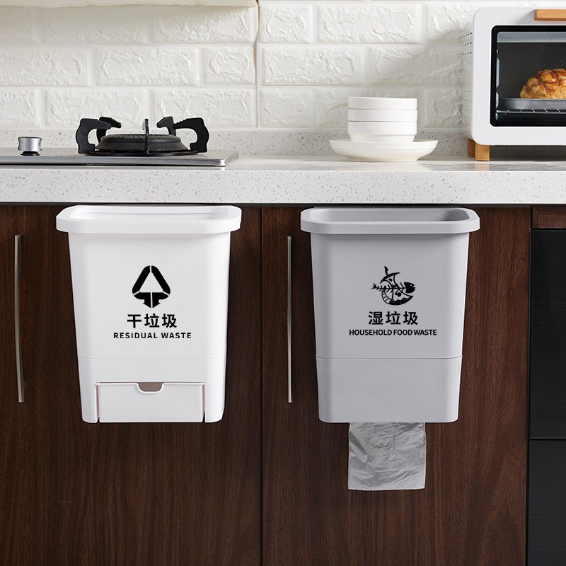 Nordic Kitchen Trash Can Classify The Cabinet Install The Door