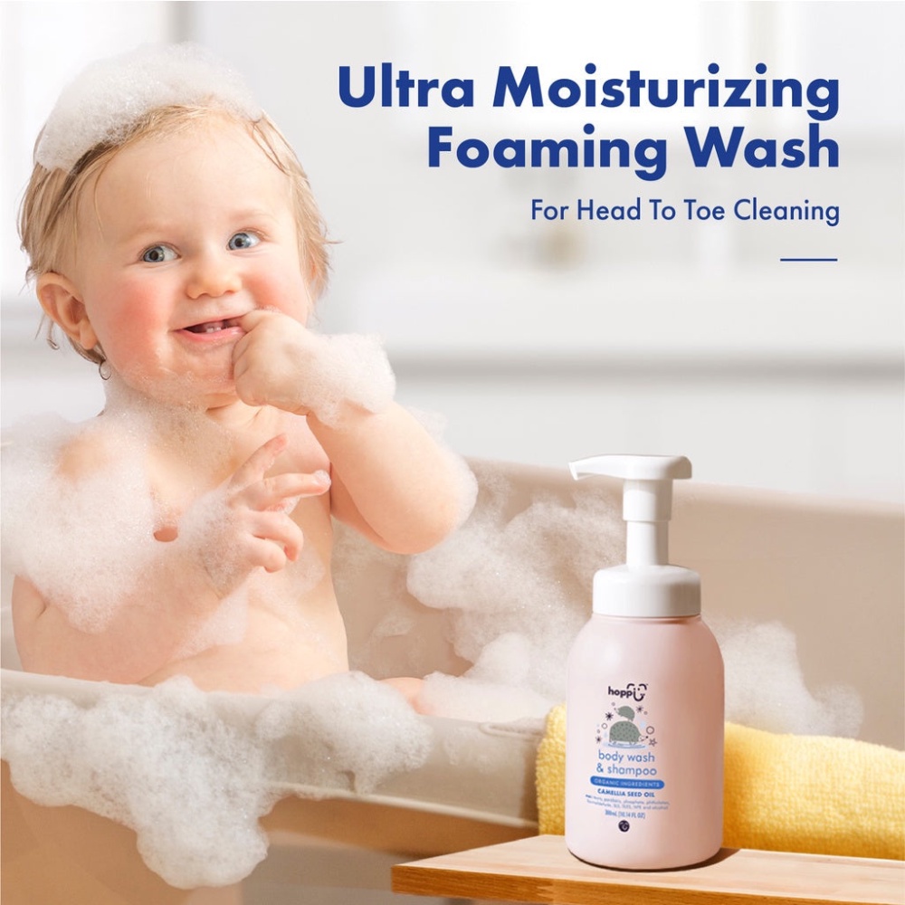 Hoppi 100 Organic Baby Wash Baby Shampoo With Camellia Seed Oil & Aloe Barbadensis Leaf Juice