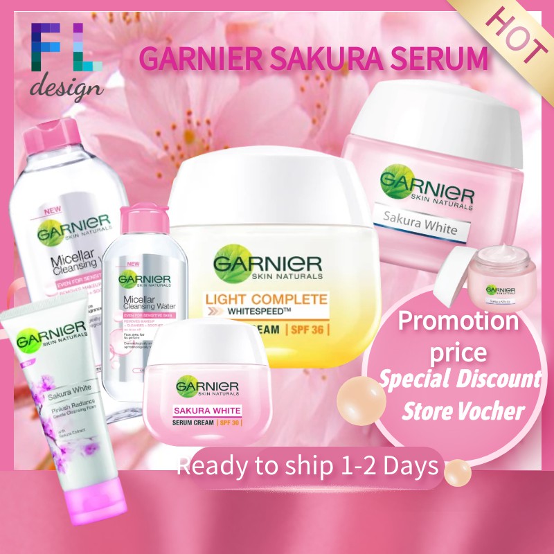 GARNIER Sakura White Day Cream NIght Pinkist Cream 50ml MIsecellar Water  125ml 300 ml