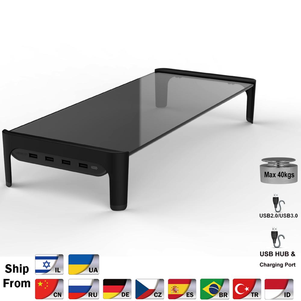 Desktop Monitor Laptop Stand Non Slip Desk Riser With 4ports Usb