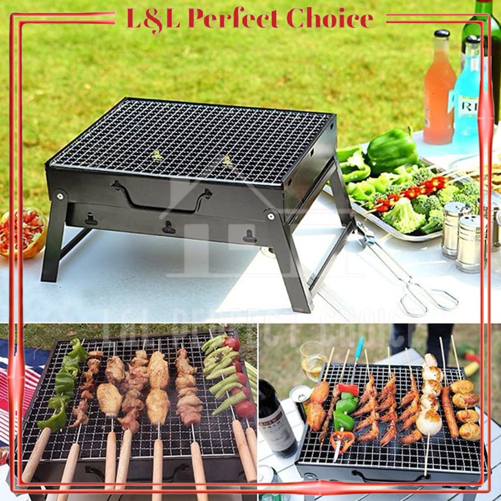 Portable BBQ Grill Outdoor Folding Barbecue Charcoal Grill Arang Batu ...