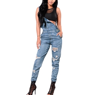 ripped denim jumpsuit