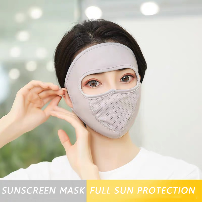 Summer Ice Silk Thin Sunscreen Full Face Mask Sun Protective Mask Outdoor Shading Mask Earloop Uv Mask Shopee Malaysia