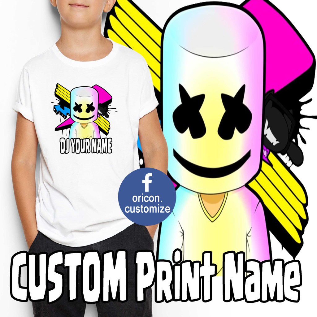 Marshmello Tshirt Cotton Kids Marshmallows baju DJ nama colorful t-shirt  budak marshmello swag print name kid shirt dj | Shopee Malaysia