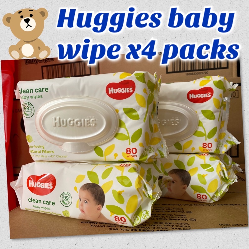 Huggies Baby Wipes Clean Care 80s x 4 packs [Super Saver Combo] Exp4/