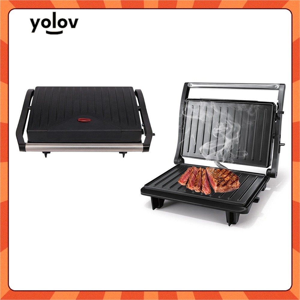 yolov home grilled steak machine double-sided heating panini breakfast machine toast burger machine smokeless meat fryin