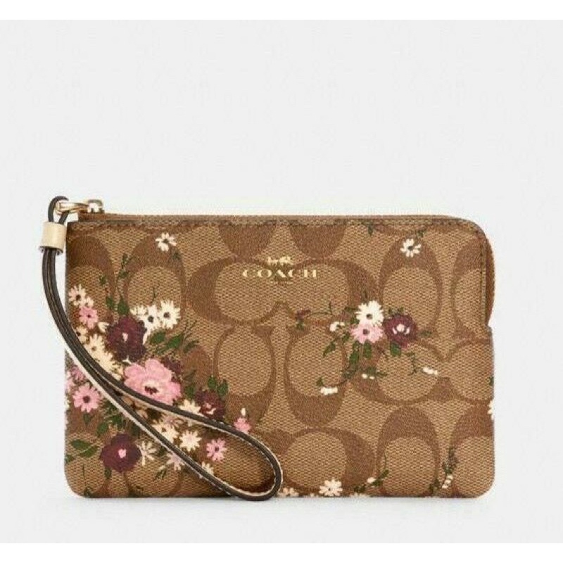 COACH CORNER ZIP WRISTLET IN SIGNATURE CANVAS WITH EVERGREEN FLORAL PRINT |  Shopee Malaysia