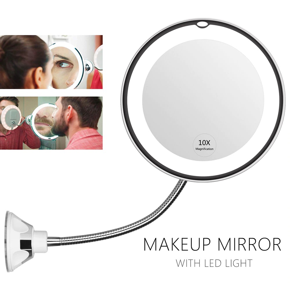 360 Degree Flexible Makeup Mirror 10x Magnifying Vanity Shaving Mirrors With Led Shopee Malaysia