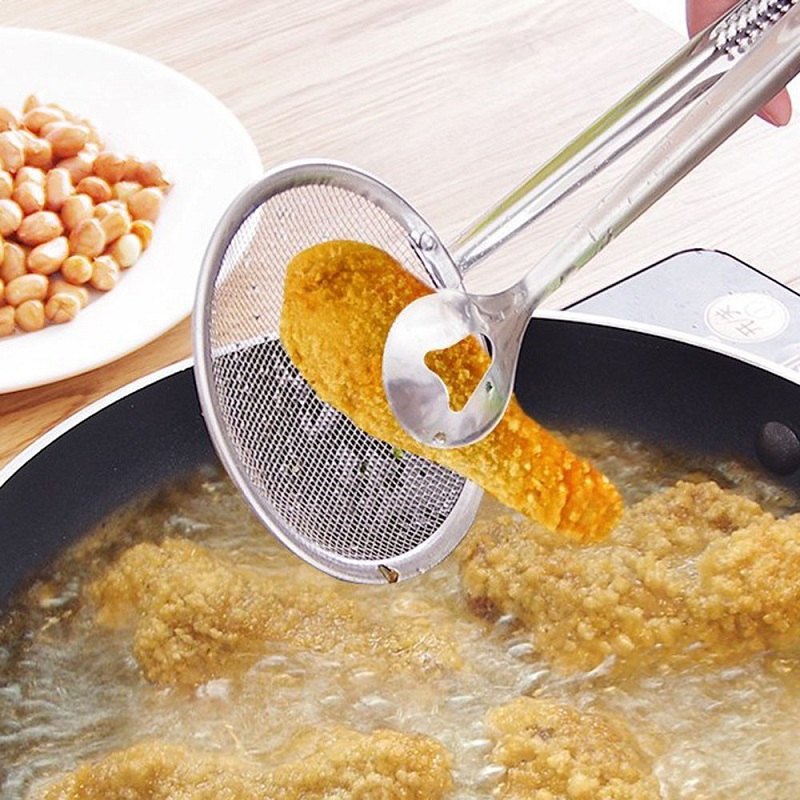 New Multi-functional Filter Spoon With Clip Food Kitchen Oil-Frying BBQ  Filter Stainless Steel Clamp Strainer Kitchen Tools | Shopee Malaysia