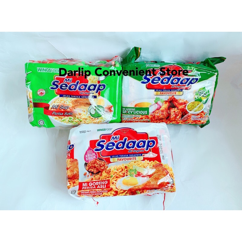 INDONESIA BEST INSTANT NOODLES Mi Sedaap Mi Goreng Perisa Asli/ Mi goreng Spicy’Licious with sambal hijau/ Mi Sup Soto