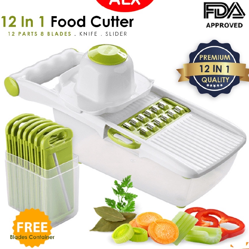 12 IN 1Vegetable Mandoline Slicer Cutter Grater Food Fruit Salad Kitchen Tool Stainless Steel Blades High Quality