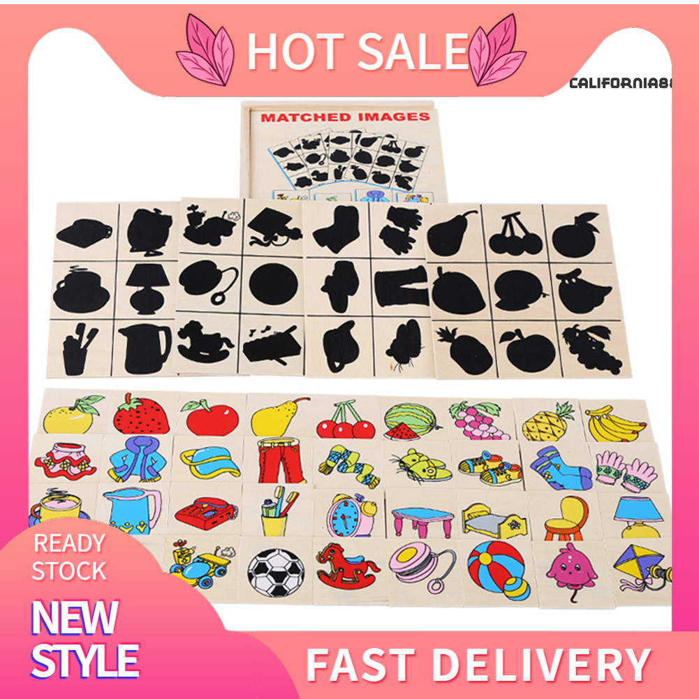 CALI-JY Wooden Graphics Shadow Matching Cards Puzzle Learning ...