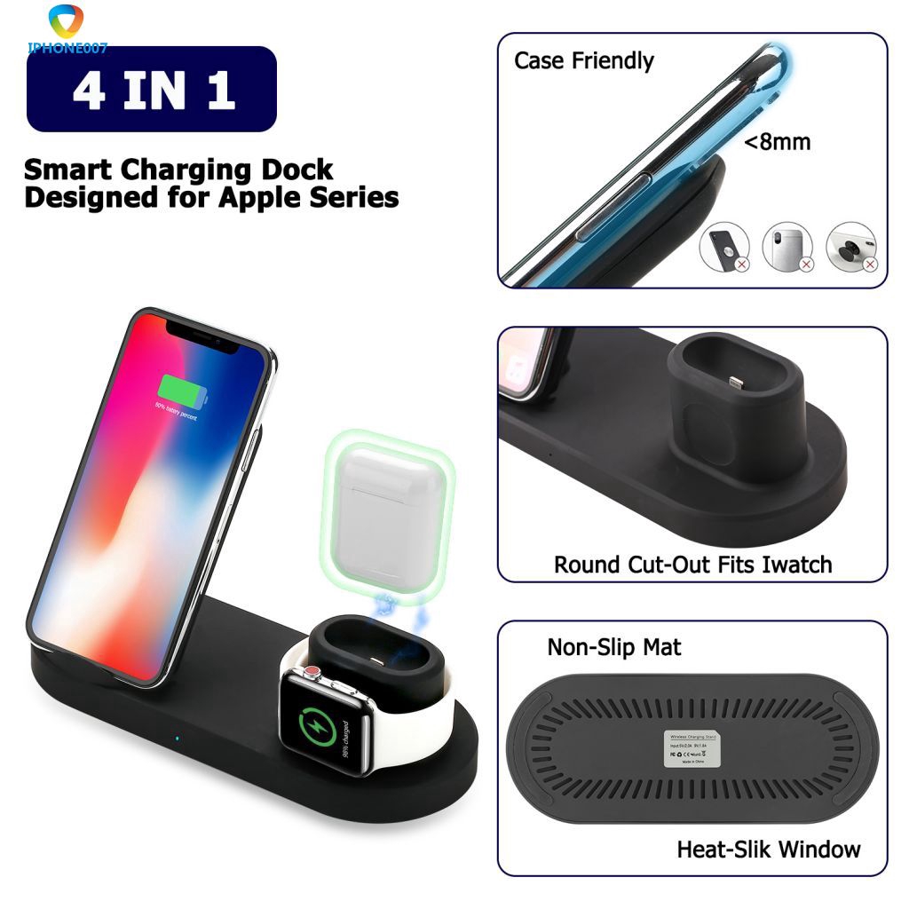 4 In 1 Wireless Charger Base 10w For Phone For Iwatch Watch Airpods Bluetooth Headset Iph 07 Shopee Malaysia