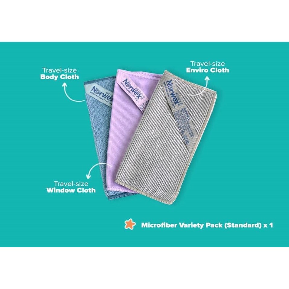 NORWEX MICROFIBER VARIETY PACK MVP Enviro Cloth Window & Body Grey Set 6.3x6.3 