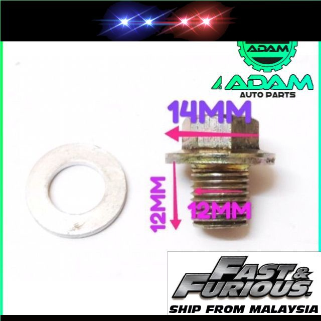 M12*1.5 Drain Plug/Oil Sump Nut with Washer for Perodua Alza Axia Bezza