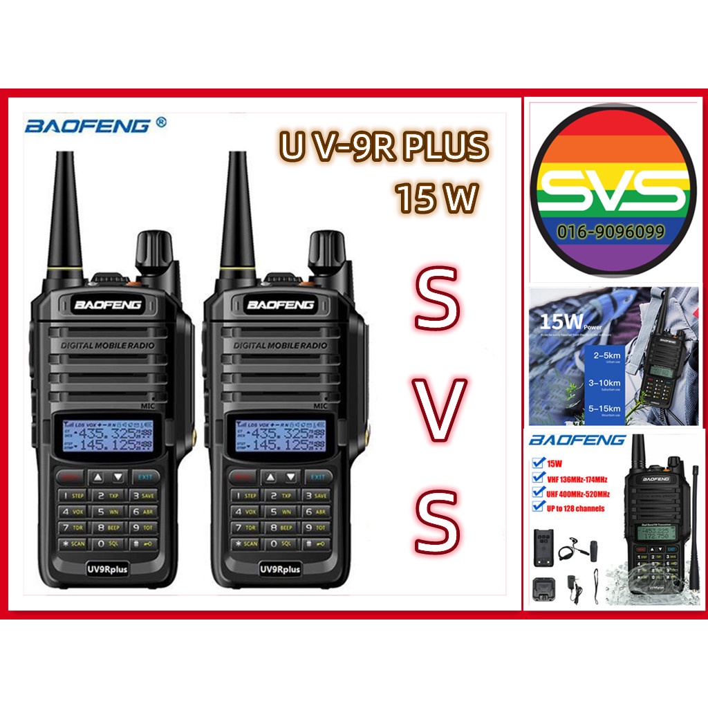 UV-9R Plus Baofeng 15W VHF UHF Walkie Talkie Dual Band Handheld Two Way  Radio 1-PCS Shopee Malaysia