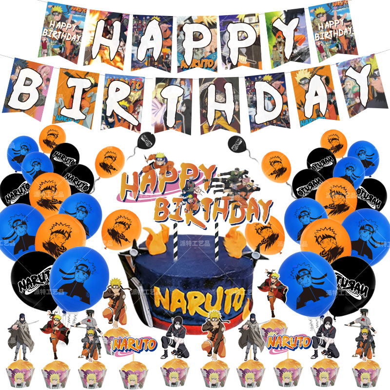 Mmtxx Naruto Birthday Theme Party Set Japanese Anime Flag Balloon Cake Arrangement Party Decoration Shopee Malaysia