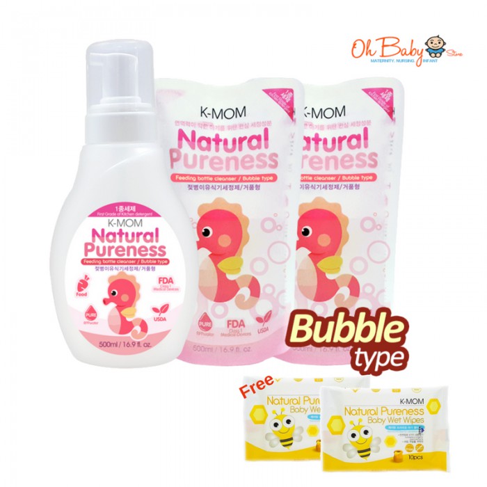 K MOM Baby Bottle Cleanser Bubble Type + Refill Pack (500ml x 2