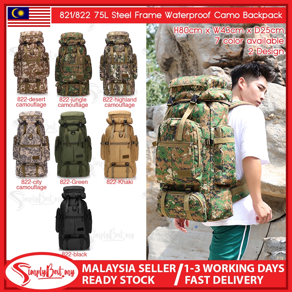 SIMPLYBEST 75L Ultra Large Camping Hiking Backpack Tactical Military Army  Camouflage Molle Rucksack Waterproof Traveling  Shopee Malaysia