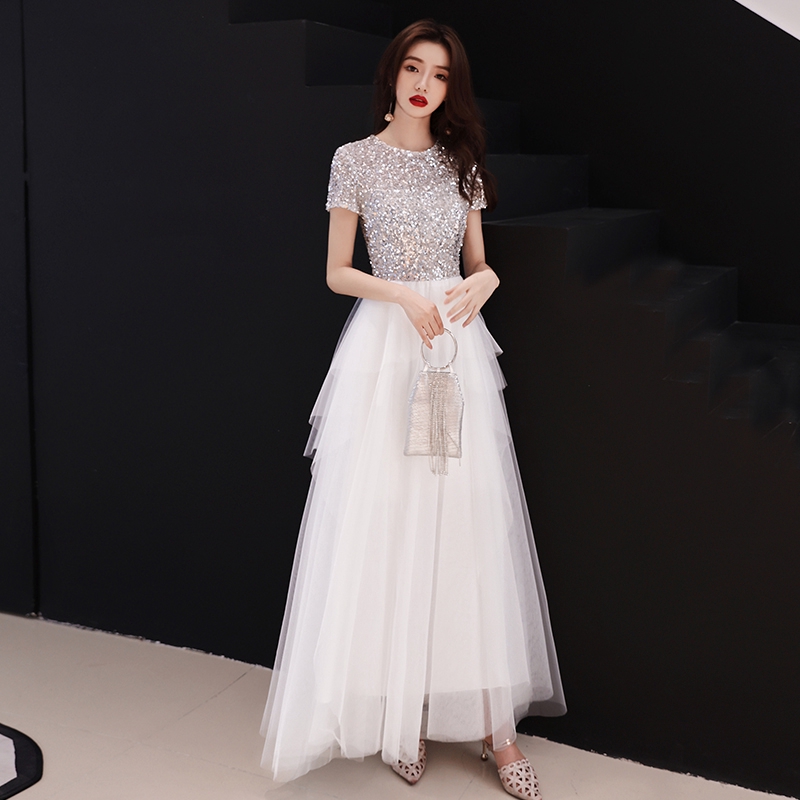 white colour party frock
