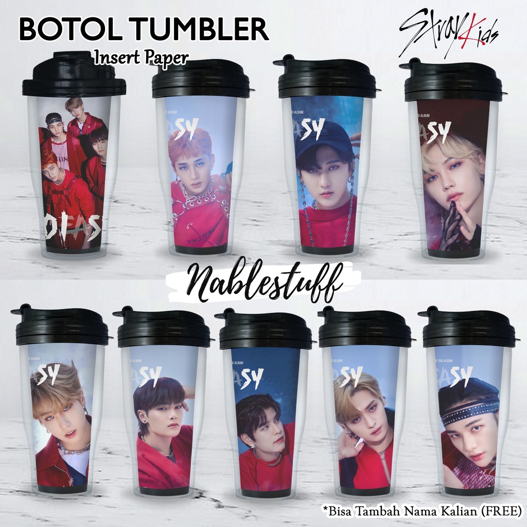 Stray Kids Tumbler Bottle No Easy Ver // Insert Paper Drink Bottle // Kpop SKZ Merchandise