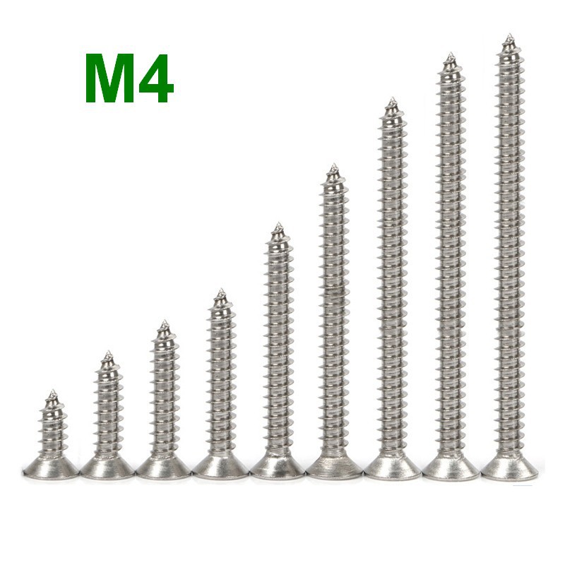 M4 Flat Head 201 304 Stainless Steel Self Tapping Wood Screw Skru Kayu