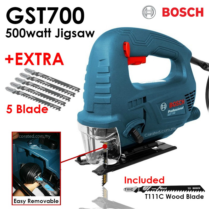 [CORATED] Bosch GST 700 Jigsaw 500Watt + 5 Pieces Jigsaw Blade GST700