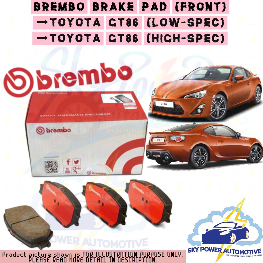 BREMBO TOYOTA GT86 / SUBARU BRZ BRAKE PAD (FRONT) Shopee Malaysia