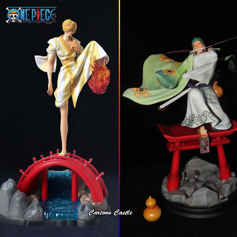 One Piece Anime Sanji Roronoa Zoro Wano Country Flame Action Figures Model Shopee Malaysia