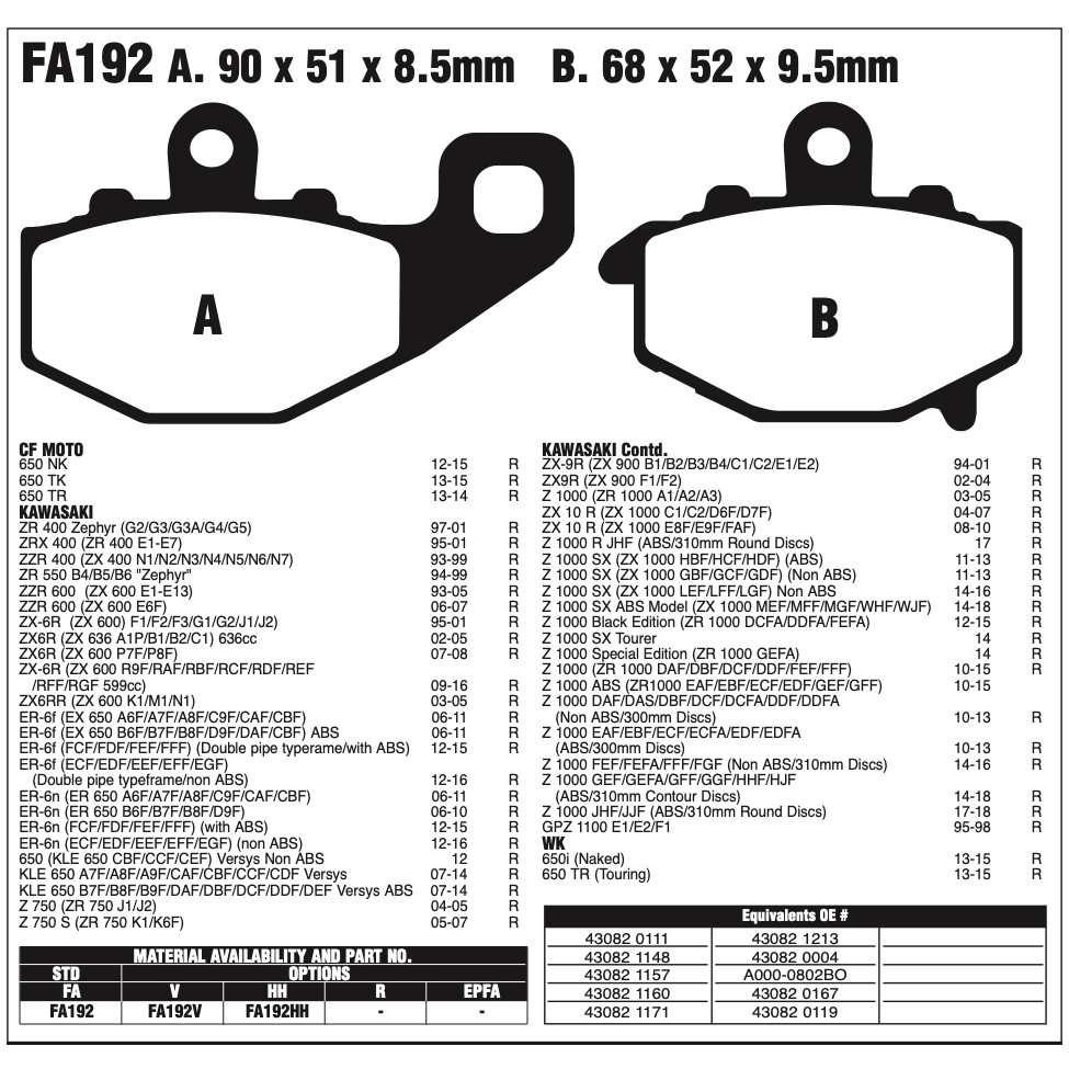Brake Pads 川崎KLZ 1000 Versys 2018 2019 2020 2021 SBSデュアルカーボンフロントブレーキパッド