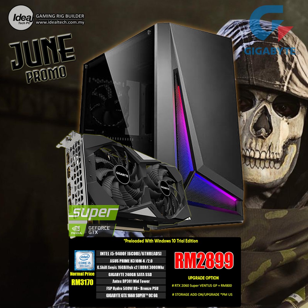 IDEALTECH PC GAMING PACKAGE INTEL CORE I5 9400F 16GB 240GB SSD 