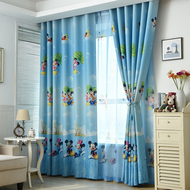 270cm X 100cm Full Shading Hooks Curtains Mickey Mouse Baby Kids Room Curtain