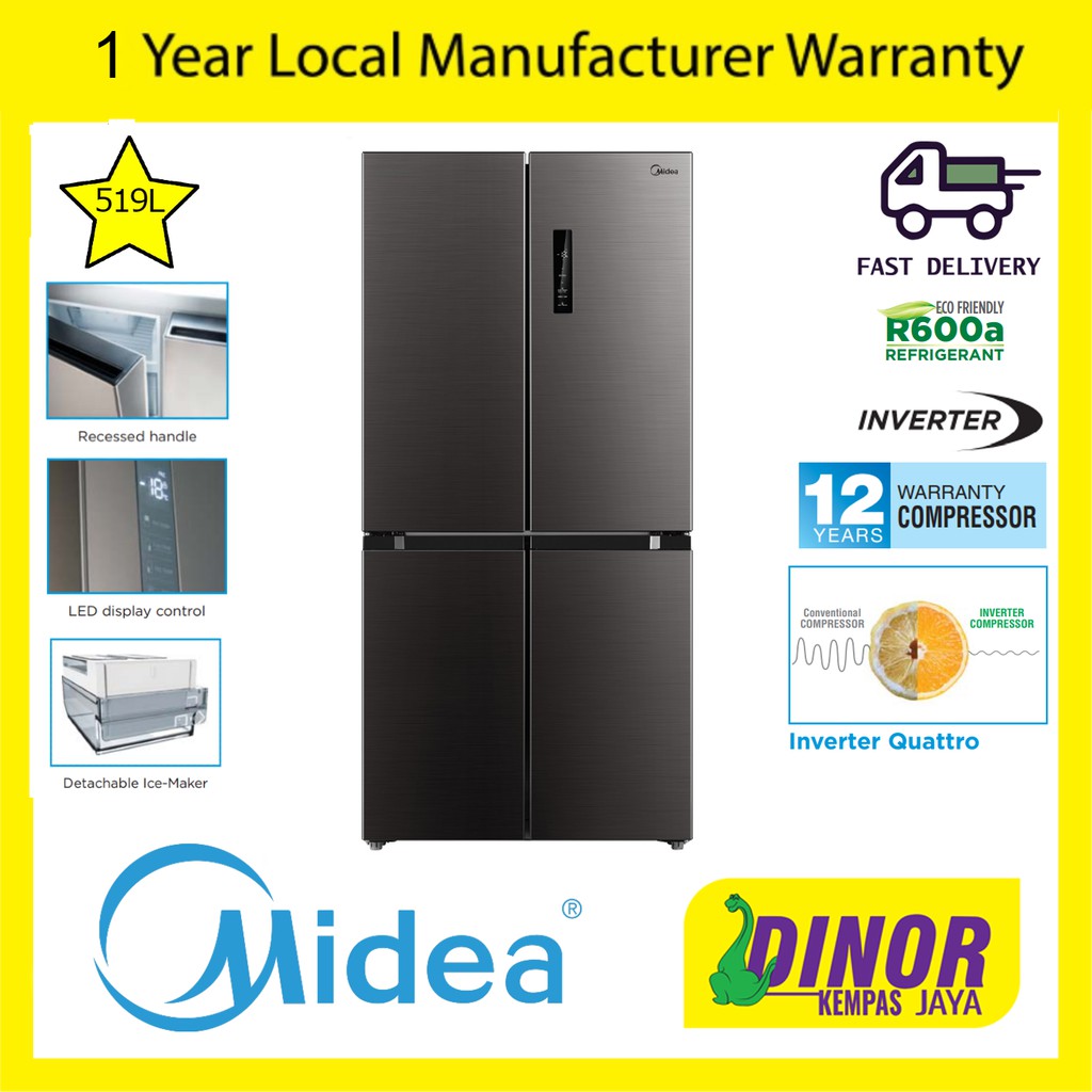 Midea 519L 4 Door Refrigerator Inverter Compressor MDRF632FGF28 Multi