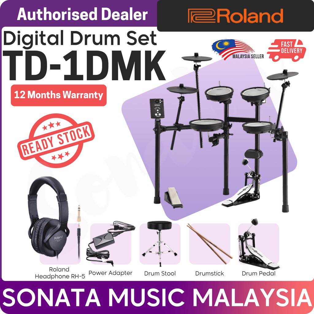 Roland TD1DMK Digital Drum Electronic Drum Set with Headphone RH5 (TD1DMK/RH5/1DMK) Shopee