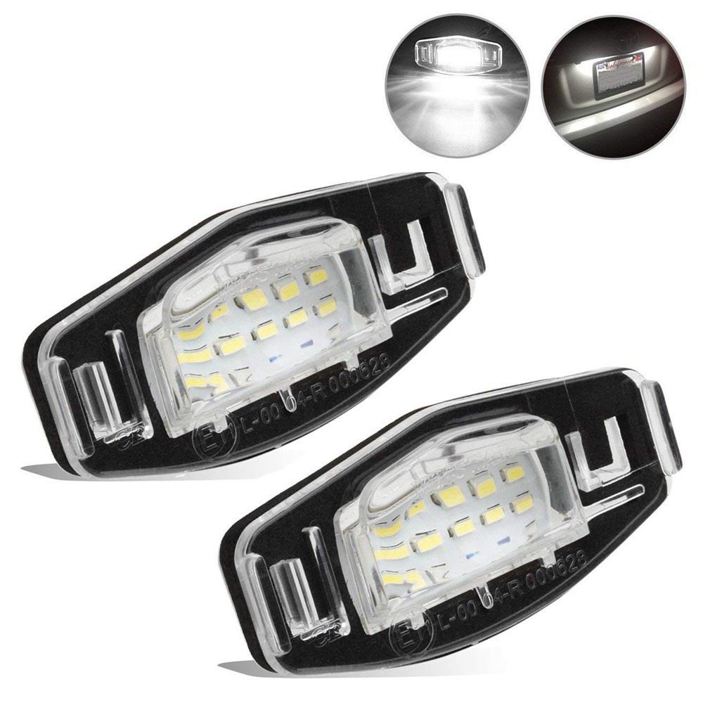 2pcs Car License Plate Light Accessories for Honda Civic Pilot Accord Odyssey Acura MDX RL TSX ILX RDX Error Free 3W 18 Led White Car License Tag Rear Number Plate Lamp Direct Replacement