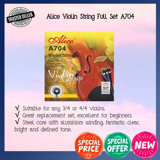 Alice A704 Violin Strings Full Size 4/4 3/4 GDAE High Quality Replacement Set 