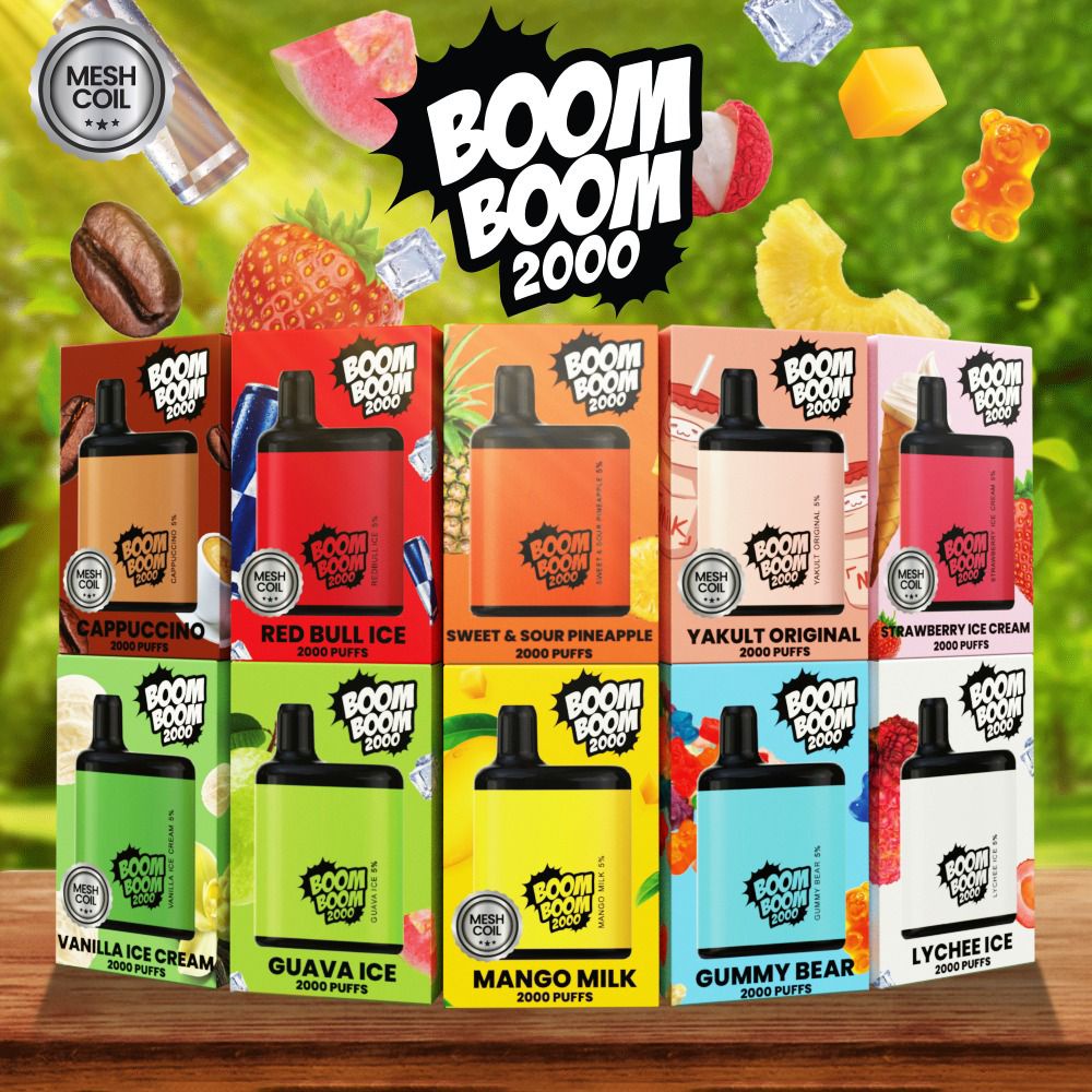 NEW BOOM BOOM Disposable 2000 Puffs Rechargeable READY STOCK Shopee