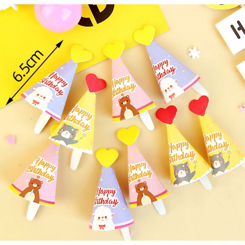 (Ready Stock) CS152 1pc Happy New Year Happy Birthday Cap Cake Topper Decoration 新年帽子蛋糕装饰品