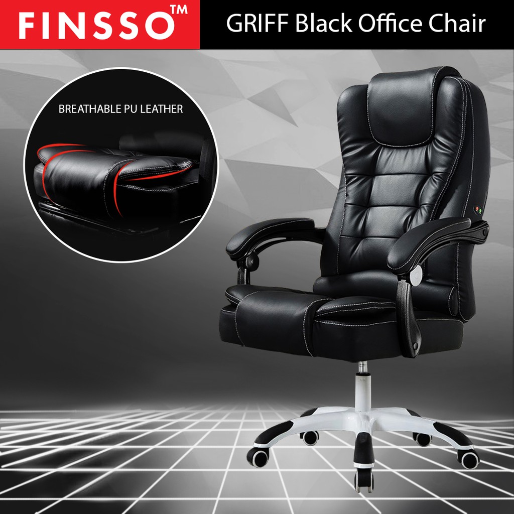 Finsso Griff Black Pu Leather High, Black Pu Leather High Back Office Chair