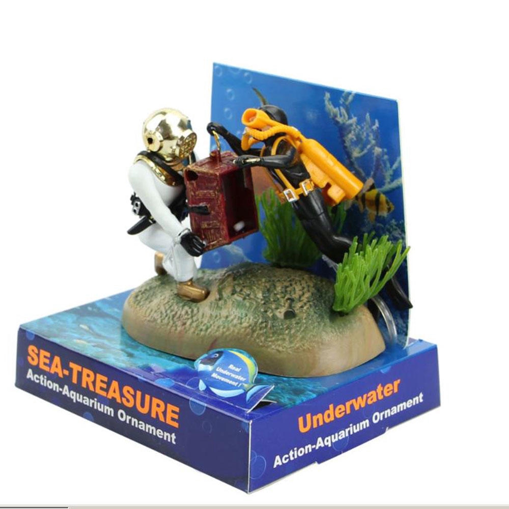 Double Treasure Hunter Diver Action Figure Fishtank Ornament