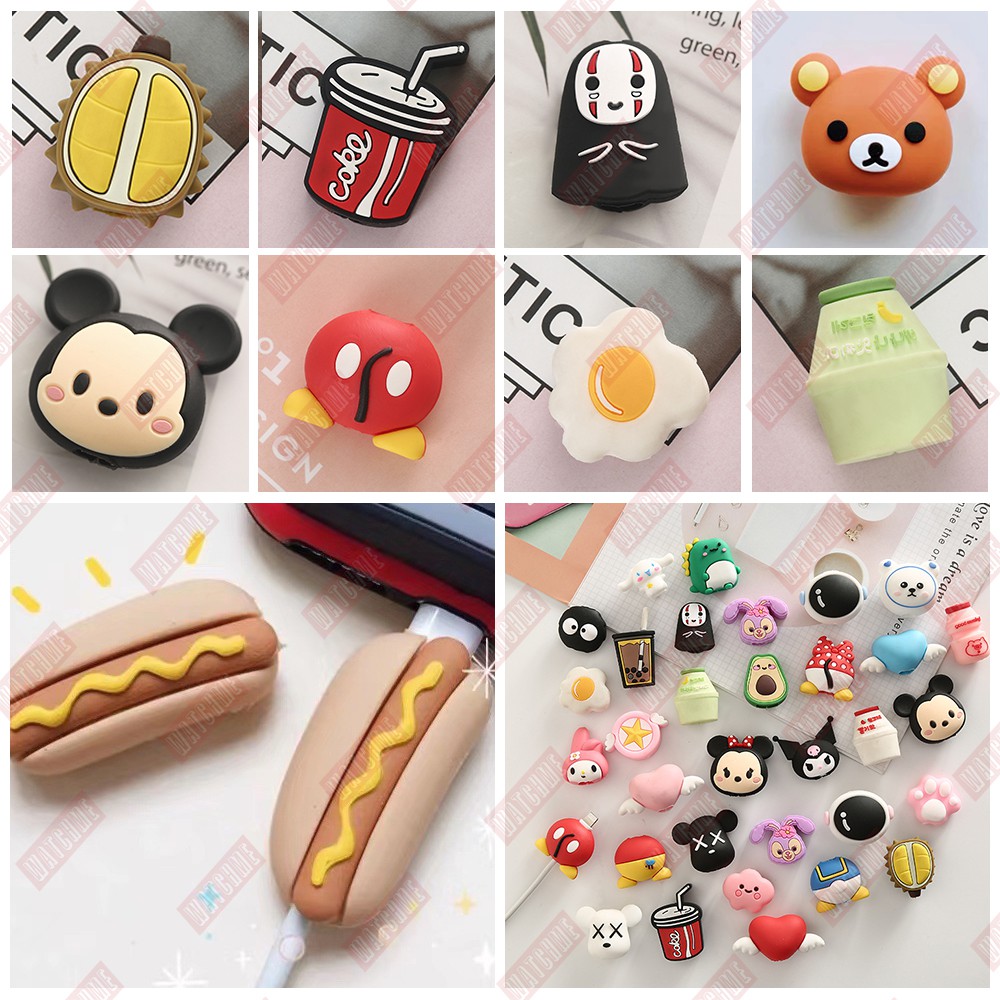 USB Cable Protector Cute Cartoon, Charging Cable Bite (Cable Cover Case Cover For Android Micro USB, Type C, Lightning)