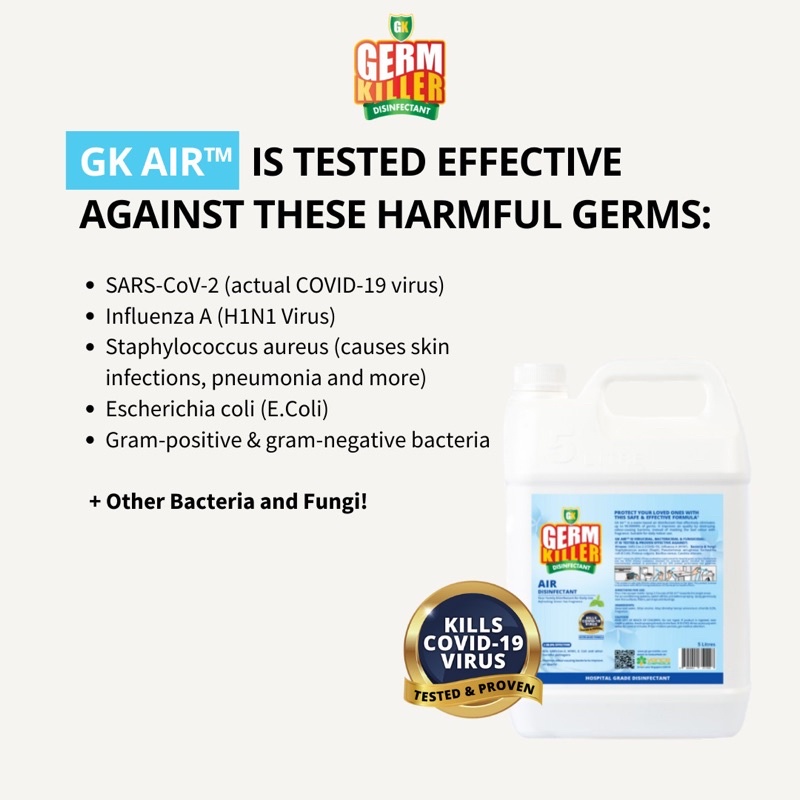 GermKiller GK Air™ Eliminates Odour Disinfect Freshen Air Instantly Refreshing Green Tea Fragrance 5L