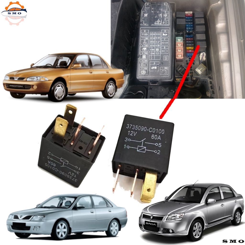 4PIN 12V 60A Car Relays Headlamp Relay Radiator Fan Motor Relay Horn